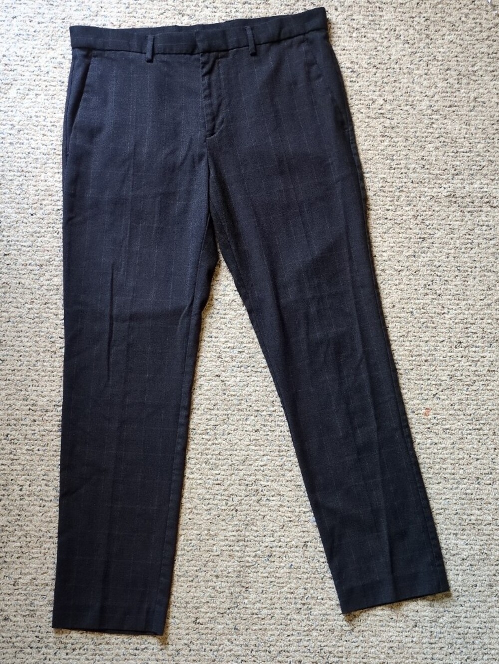 Perry Ellis Portfolio Window Pane Slacks Charcoal Gray 34x30 Very Slim